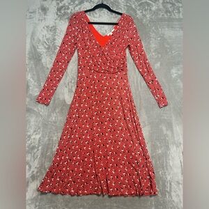 Boden Wrap Midi Dress Women’s 6L Long Red Long Sleeve